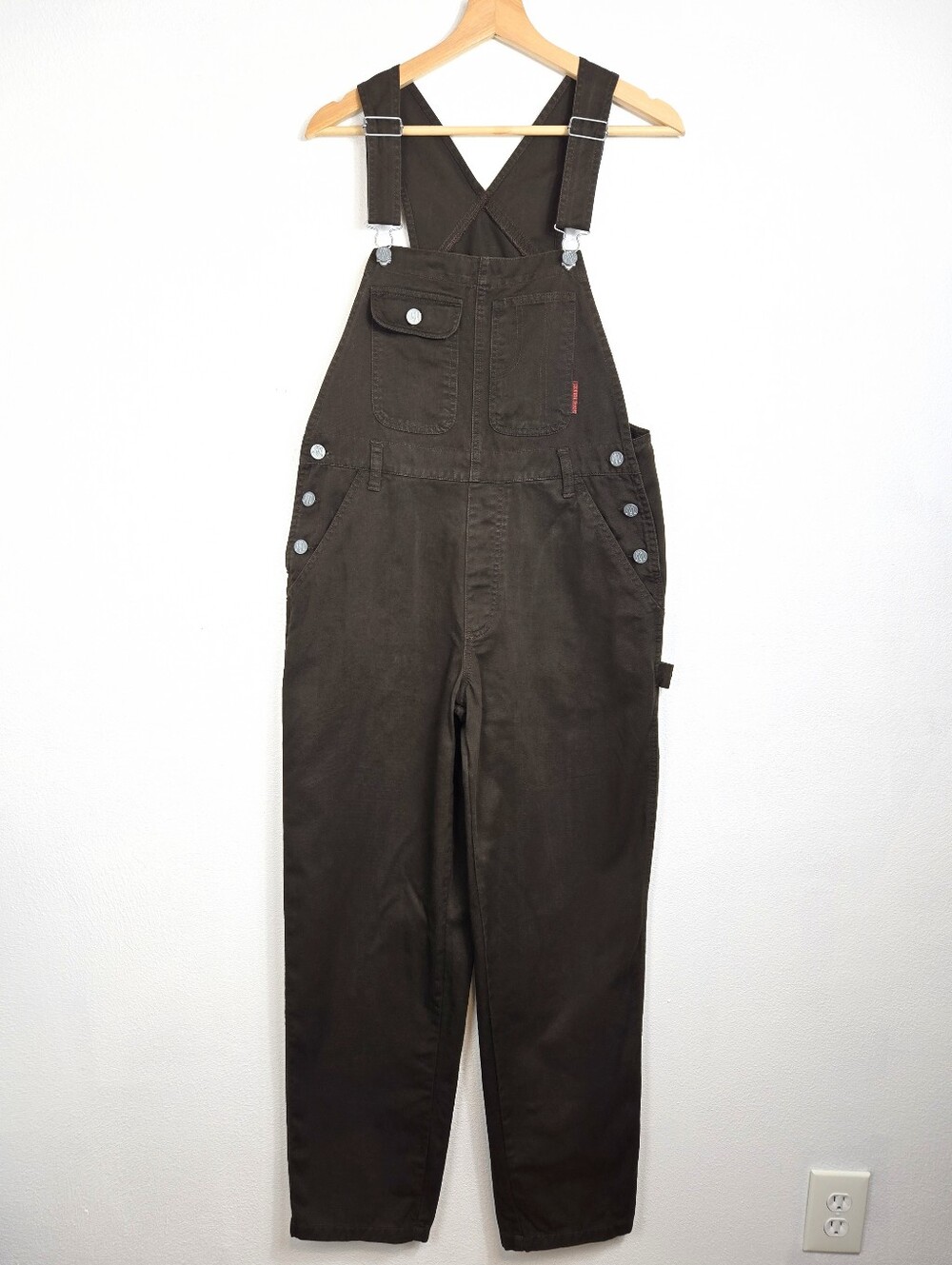 SQZ Squeeze Jeans Carpenter Dungaree Overalls Vintage 90s Y2K Brown Cotton Denim